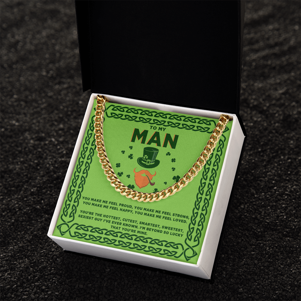 To My Man - St. Patrick's Day Gift - Cuban Link Chain Necklace - Mallard Moon Gift Shop
