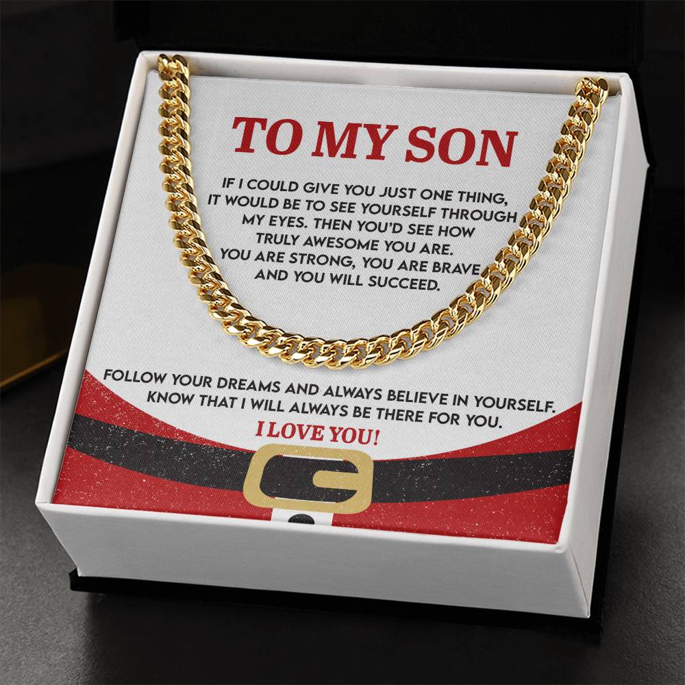 Gift for Son - There For You - Cuban Link Chain Necklace - Mallard Moon Gift Shop