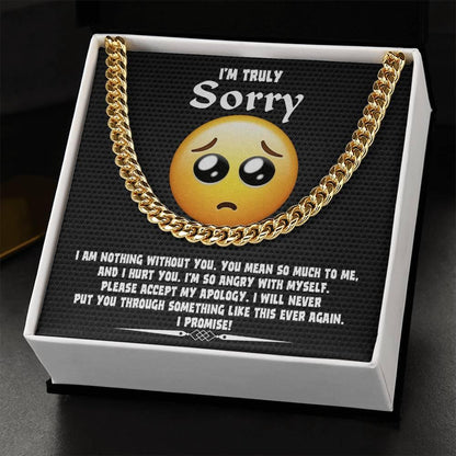 Apology Gift for Him-Sorry, Accept My Apology-Cuban Link Chain Necklace - Mallard Moon Gift Shop
