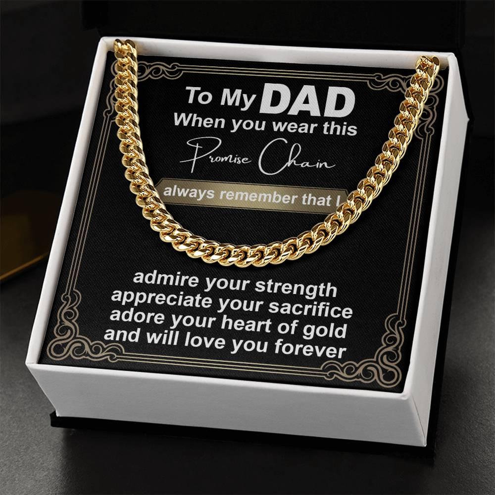 Gift for Dad - Promise Chain Cuban Chain Link Necklace with Gift Box - Mallard Moon Gift Shop