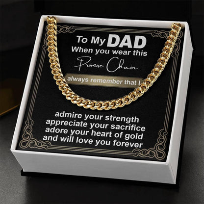 Gift for Dad - Promise Chain Cuban Chain Link Necklace with Gift Box - Mallard Moon Gift Shop