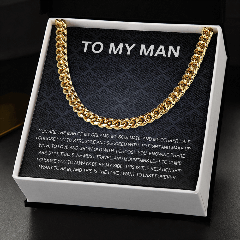 To My Man - My Soulmate - Personalized Cuban Chain Link Necklace - Mallard Moon Gift Shop
