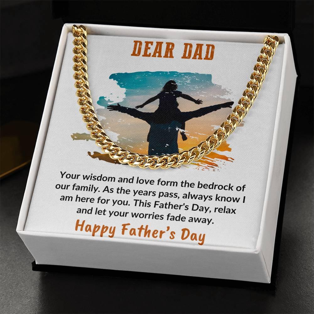 Gift for Dad Personalized Cuban Chain Link Necklace - Your Wisdom and Love Form the Bedrock of Our Family - Mallard Moon Gift Shop