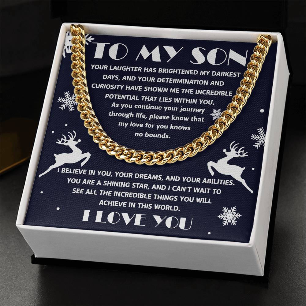 Gift for your Son - I Believe in You - Cuban Chain Link Necklace - Mallard Moon Gift Shop
