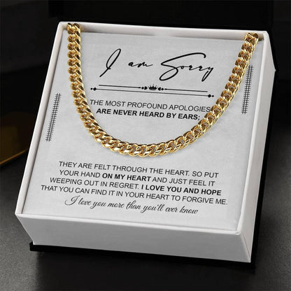 Apology Gift for Him - Sorry - Weeping In Regret - Cuban Link Chain Necklace - Mallard Moon Gift Shop