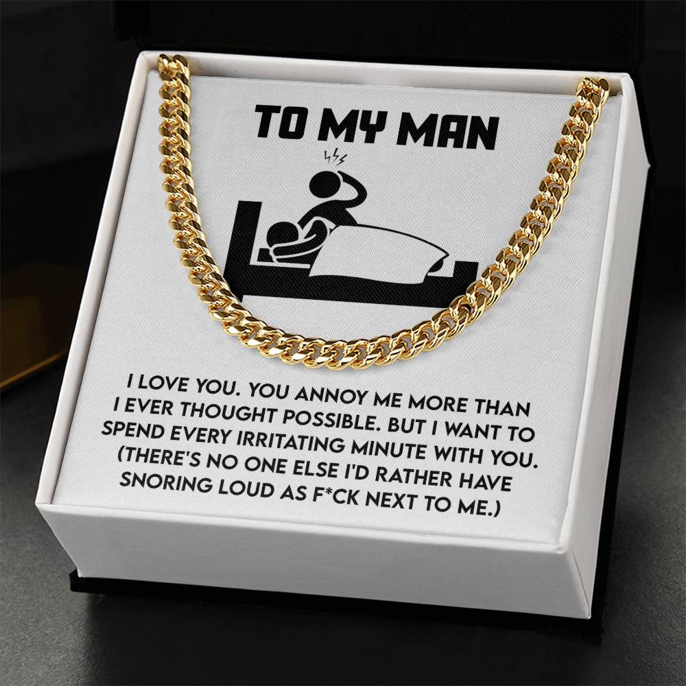 Gift for Husband, Boyfriend, or Soulmate - Cuban Chain Necklace with Funny 'To My Man' Message Card - Mallard Moon Gift Shop