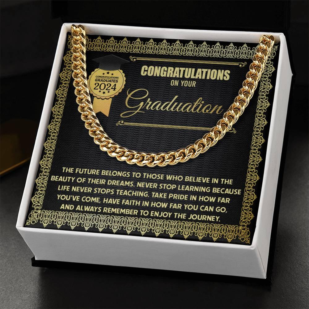 Graduation Gift for Him Take Pride in How Far You Have Come Cuban Chain Link Necklace - Mallard Moon Gift Shop