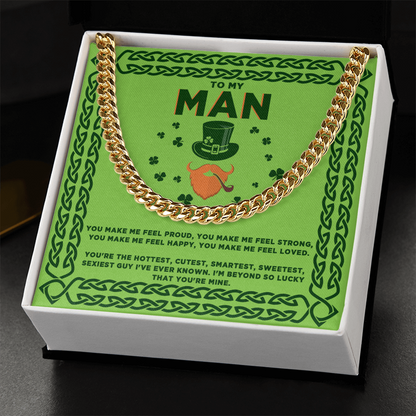 To My Man - St. Patrick's Day Gift - Cuban Link Chain Necklace - Mallard Moon Gift Shop