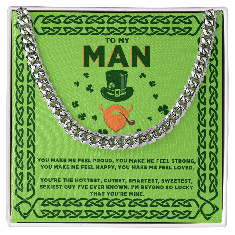 To My Man - St. Patrick's Day Gift - Cuban Link Chain Necklace - Mallard Moon Gift Shop