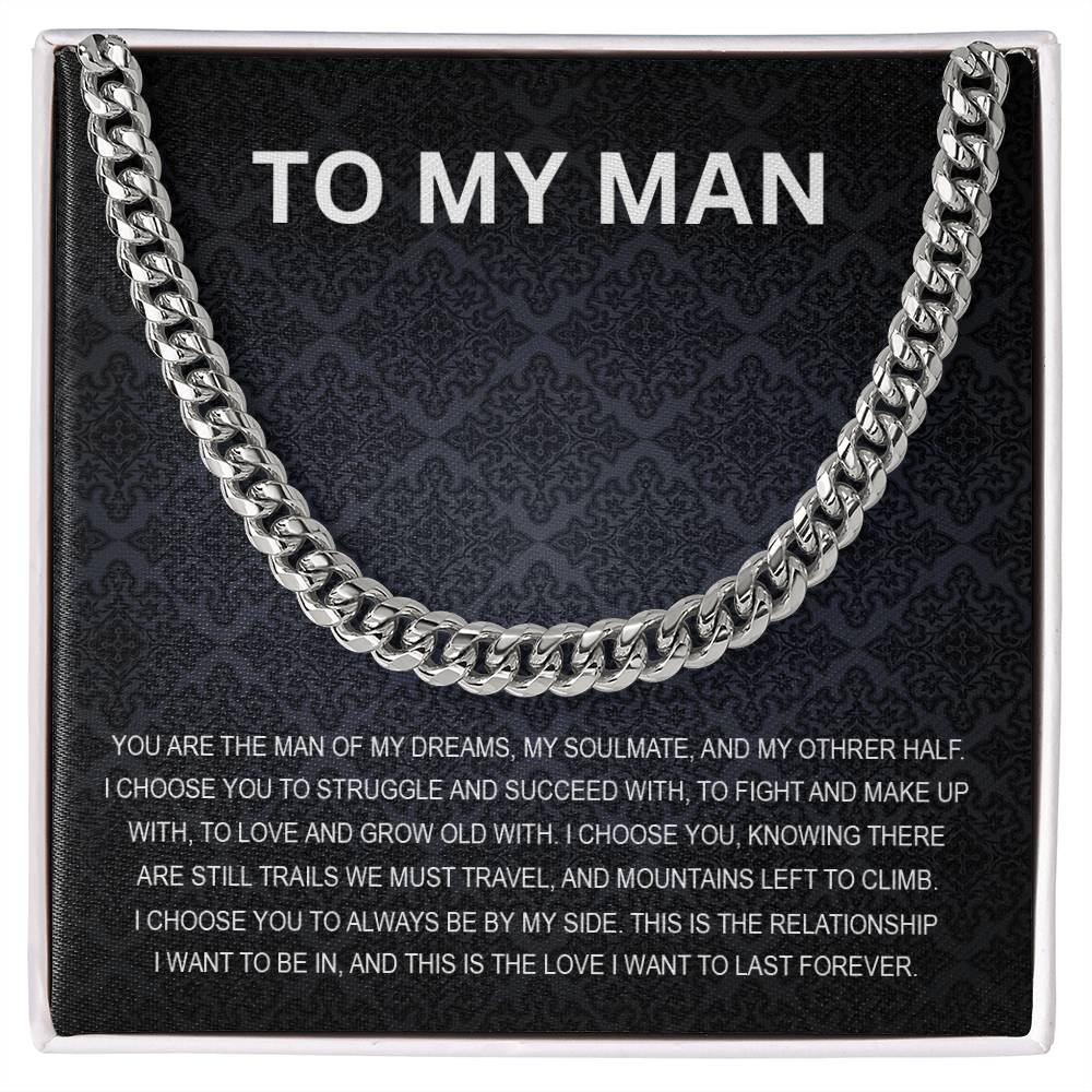 To My Man - My Soulmate - Personalized Cuban Chain Link Necklace - Mallard Moon Gift Shop