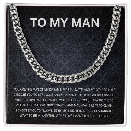 To My Man - My Soulmate - Personalized Cuban Chain Link Necklace - Mallard Moon Gift Shop
