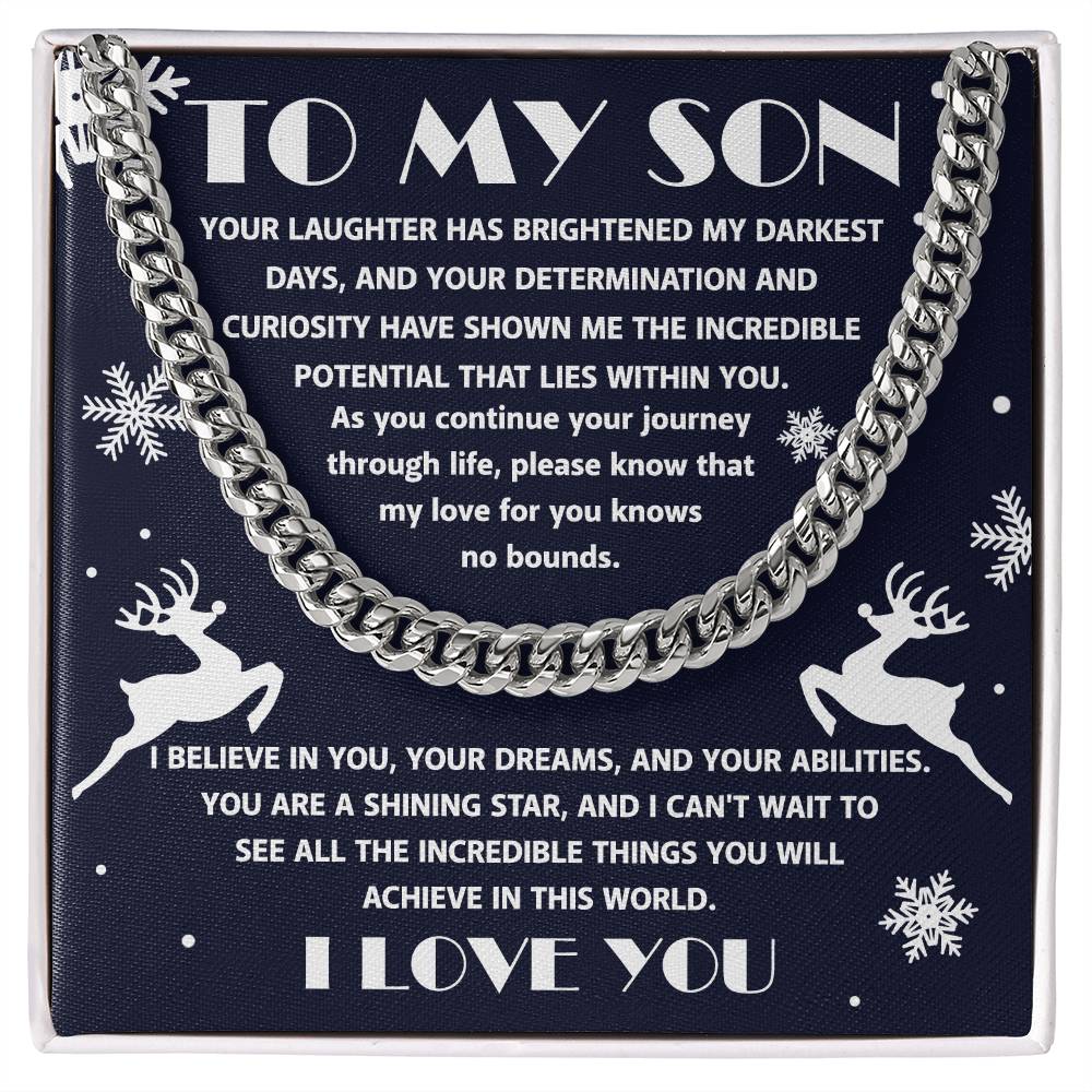 Gift for your Son - I Believe in You - Cuban Chain Link Necklace - Mallard Moon Gift Shop