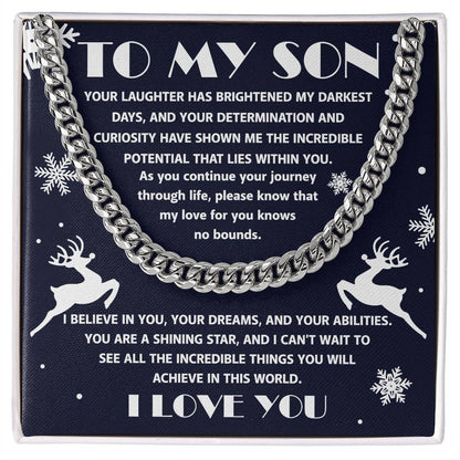Gift for your Son - I Believe in You - Cuban Chain Link Necklace - Mallard Moon Gift Shop