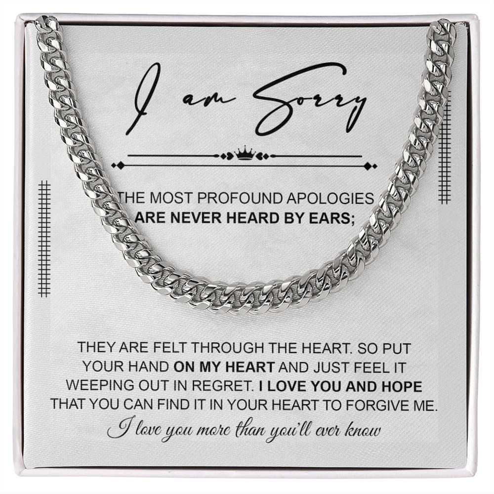 Apology Gift for Him - Sorry - Weeping In Regret - Cuban Link Chain Necklace - Mallard Moon Gift Shop