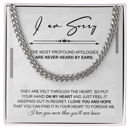 Apology Gift for Him - Sorry - Weeping In Regret - Cuban Link Chain Necklace - Mallard Moon Gift Shop