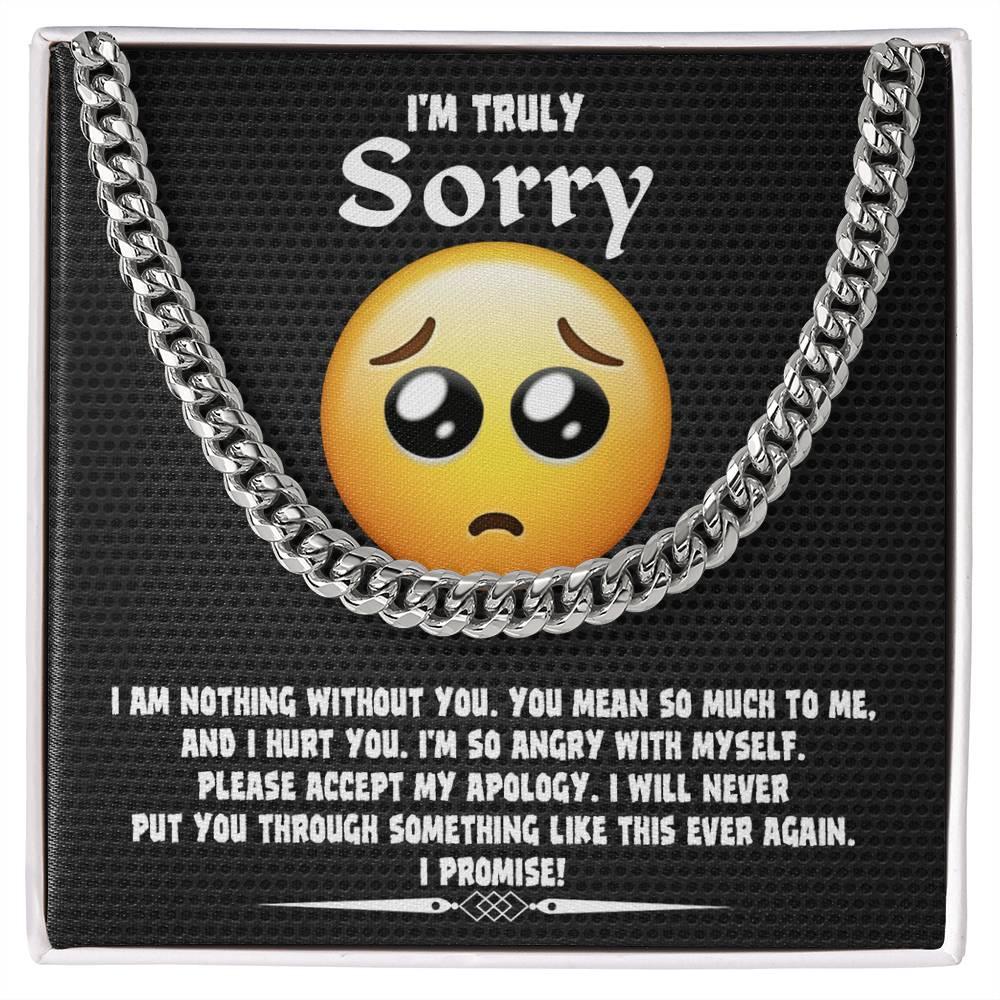 Apology Gift for Him-Sorry, Accept My Apology-Cuban Link Chain Necklace - Mallard Moon Gift Shop