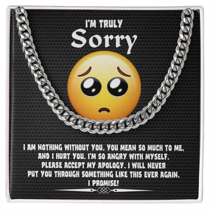 Apology Gift for Him-Sorry, Accept My Apology-Cuban Link Chain Necklace - Mallard Moon Gift Shop