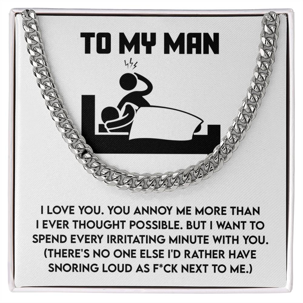 Gift for Husband, Boyfriend, or Soulmate - Cuban Chain Necklace with Funny 'To My Man' Message Card - Mallard Moon Gift Shop