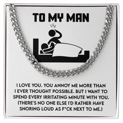 Gift for Husband, Boyfriend, or Soulmate - Cuban Chain Necklace with Funny 'To My Man' Message Card - Mallard Moon Gift Shop