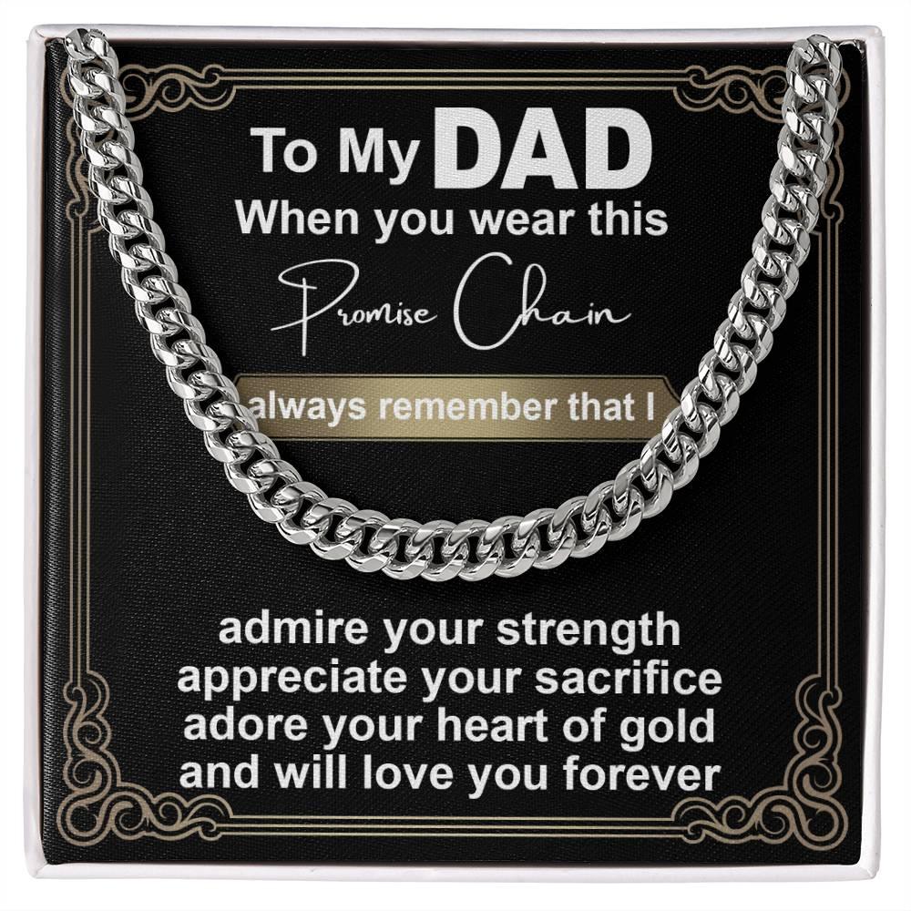 Gift for Dad - Promise Chain Cuban Chain Link Necklace with Gift Box - Mallard Moon Gift Shop