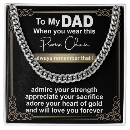 Gift for Dad - Promise Chain Cuban Chain Link Necklace with Gift Box - Mallard Moon Gift Shop