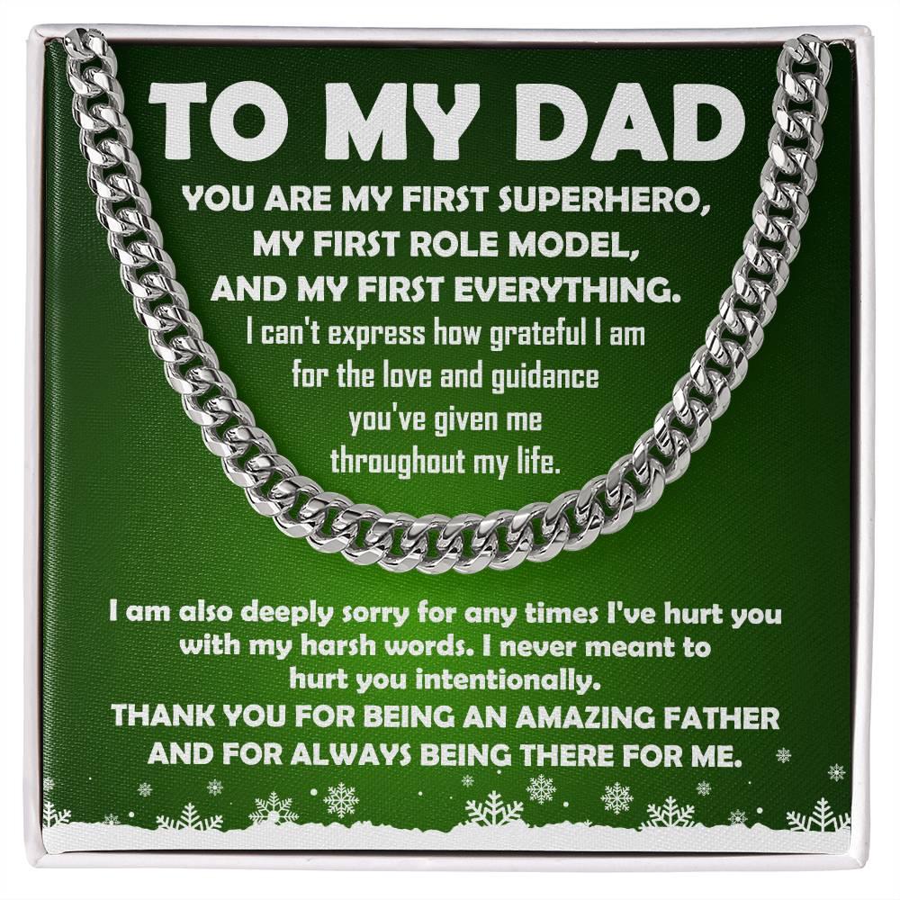 To My Dad - My First Superhero - Cuban Link Necklace - Mallard Moon Gift Shop