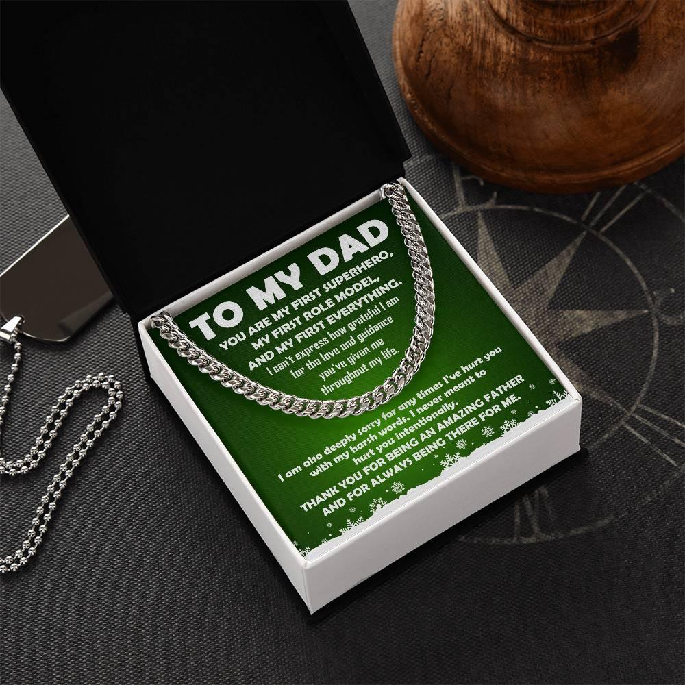 To My Dad - My First Superhero - Cuban Link Necklace - Mallard Moon Gift Shop