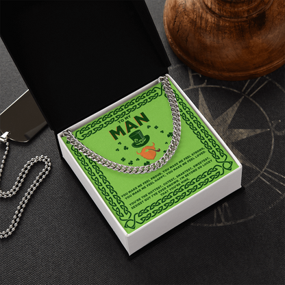 To My Man - St. Patrick's Day Gift - Cuban Link Chain Necklace - Mallard Moon Gift Shop