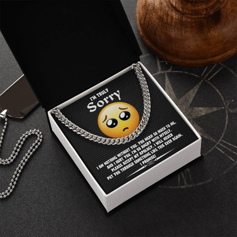 Apology Gift for Him-Sorry, Accept My Apology-Cuban Link Chain Necklace - Mallard Moon Gift Shop