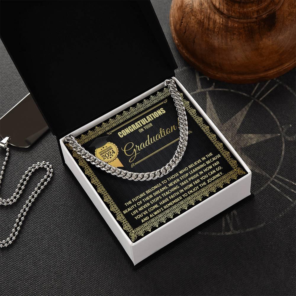 Graduation Gift for Him Take Pride in How Far You Have Come Cuban Chain Link Necklace - Mallard Moon Gift Shop