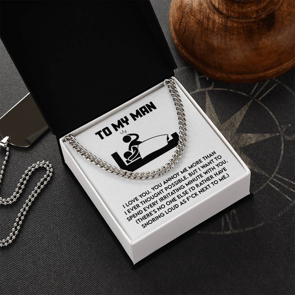 Gift for Husband, Boyfriend, or Soulmate - Cuban Chain Necklace with Funny 'To My Man' Message Card - Mallard Moon Gift Shop