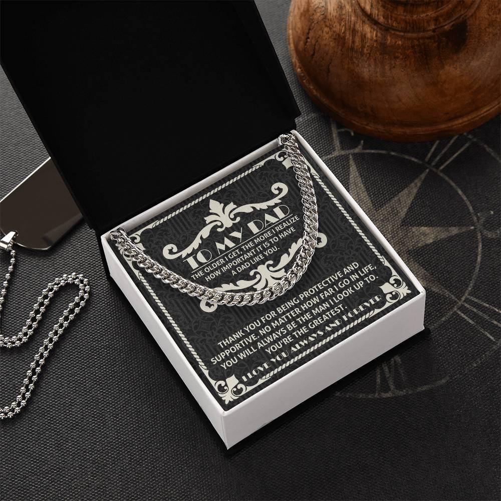 To My Dad You're the Greatest Cuban Chain Link Necklace - Mallard Moon Gift Shop