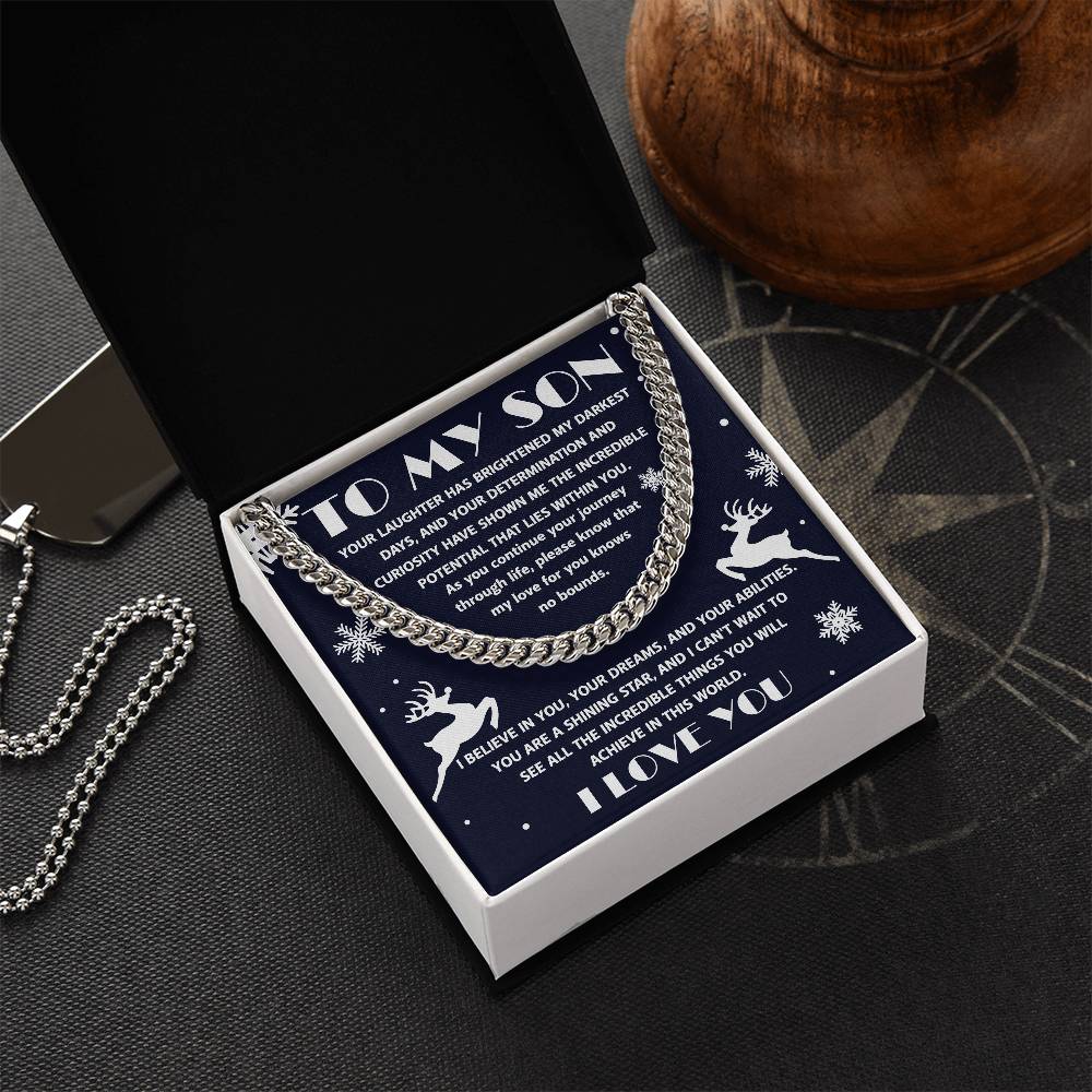 Gift for your Son - I Believe in You - Cuban Chain Link Necklace - Mallard Moon Gift Shop