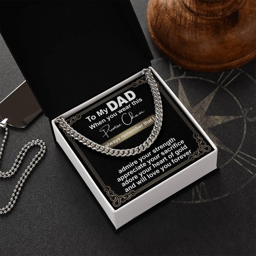 Gift for Dad - Promise Chain Cuban Chain Link Necklace with Gift Box - Mallard Moon Gift Shop