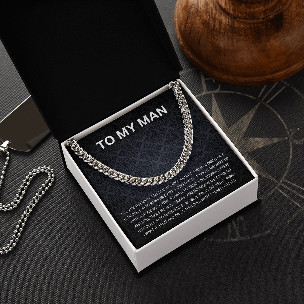 To My Man - My Soulmate - Personalized Cuban Chain Link Necklace - Mallard Moon Gift Shop