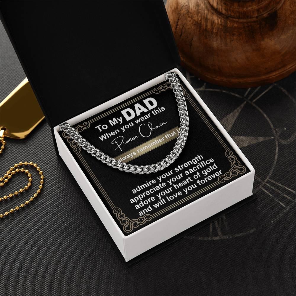 Gift for Dad - Promise Chain Cuban Chain Link Necklace with Gift Box - Mallard Moon Gift Shop