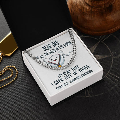 Funny Dad Gift - I am Glad that I Came Out of Yours - Cuban Chain Link Necklace with Gift Box - Mallard Moon Gift Shop