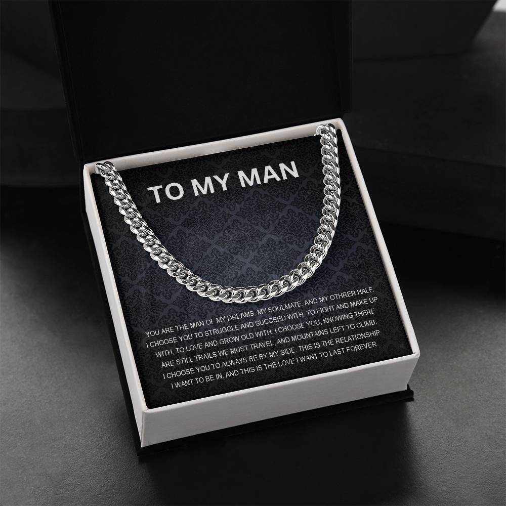 To My Man - My Soulmate - Personalized Cuban Chain Link Necklace - Mallard Moon Gift Shop