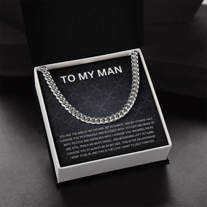 To My Man - My Soulmate - Personalized Cuban Chain Link Necklace - Mallard Moon Gift Shop
