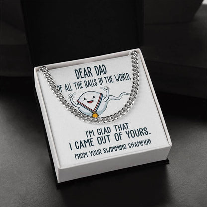 Funny Dad Gift - I am Glad that I Came Out of Yours - Cuban Chain Link Necklace with Gift Box - Mallard Moon Gift Shop