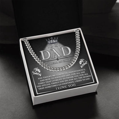 To My Dad - My Hero, My Guide I Need to Say Cuban Chain Link Necklace with Gift Box - Mallard Moon Gift Shop