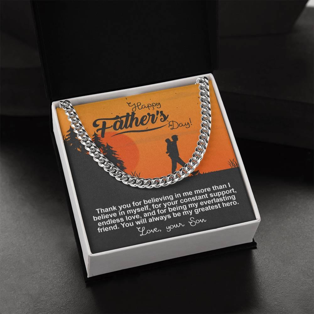 Dad - My Greatest Hero Cuban Chain Link Necklace with Gift Box - Mallard Moon Gift Shop