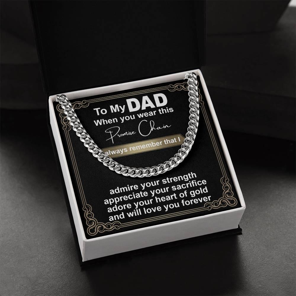 Gift for Dad - Promise Chain Cuban Chain Link Necklace with Gift Box - Mallard Moon Gift Shop