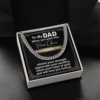 Gift for Dad - Promise Chain Cuban Chain Link Necklace with Gift Box - Mallard Moon Gift Shop