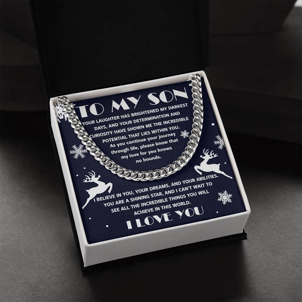 Gift for your Son - I Believe in You - Cuban Chain Link Necklace - Mallard Moon Gift Shop