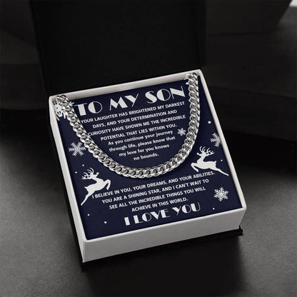 Gift for your Son - I Believe in You - Cuban Chain Link Necklace - Mallard Moon Gift Shop