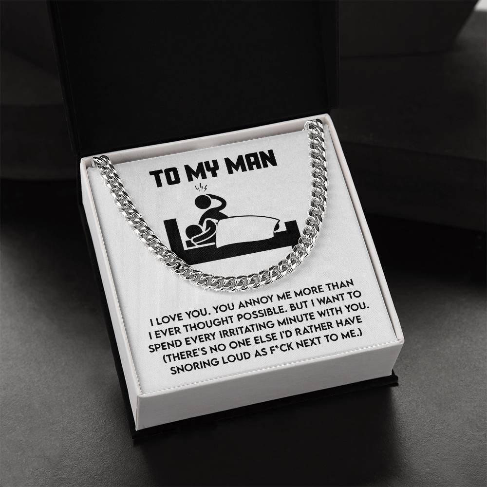 Gift for Husband, Boyfriend, or Soulmate - Cuban Chain Necklace with Funny 'To My Man' Message Card - Mallard Moon Gift Shop