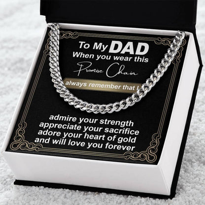 Gift for Dad - Promise Chain Cuban Chain Link Necklace with Gift Box - Mallard Moon Gift Shop