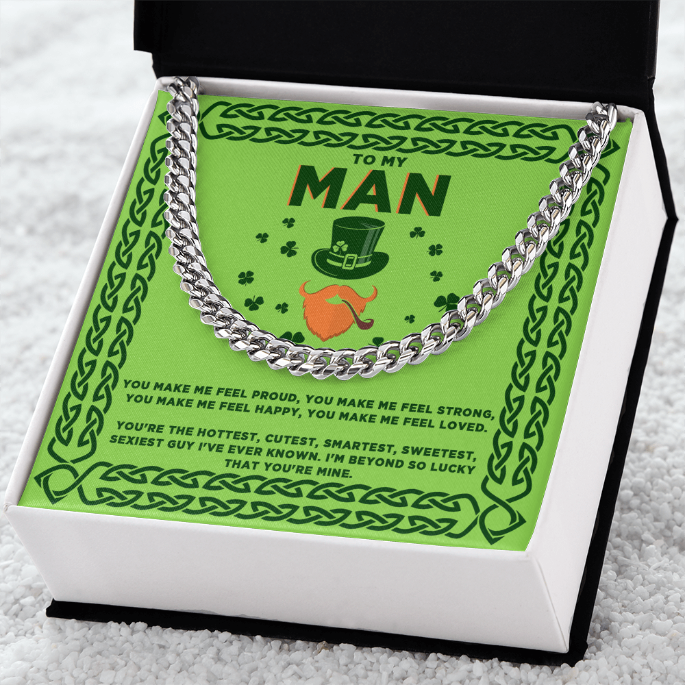 To My Man - St. Patrick's Day Gift - Cuban Link Chain Necklace - Mallard Moon Gift Shop