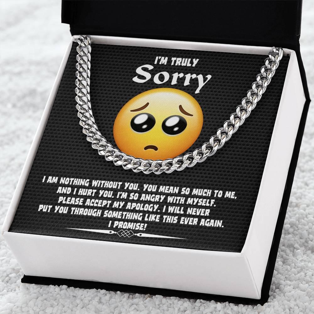 Apology Gift for Him-Sorry, Accept My Apology-Cuban Link Chain Necklace - Mallard Moon Gift Shop